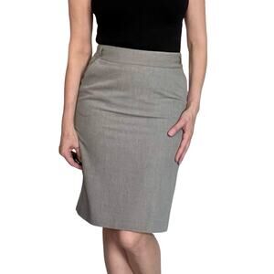 Macy’s Gray Pencil Skirt Size 6 Y2K High Waist Stretch Back Slit Lined